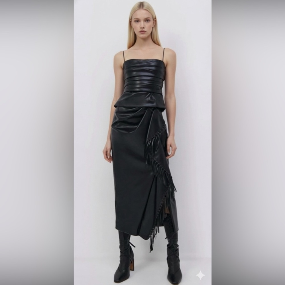 JONATHAN SIMKHAI Sabine Vegan Leather Wrap Skirt Size 4 NWOT